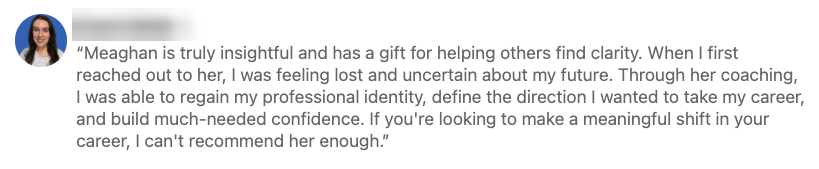 Client testimonial about finding clarity and confidence
